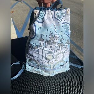 Walt Disney Park Exclusive Disney Graphic Blue Cinch Bag Backpack
